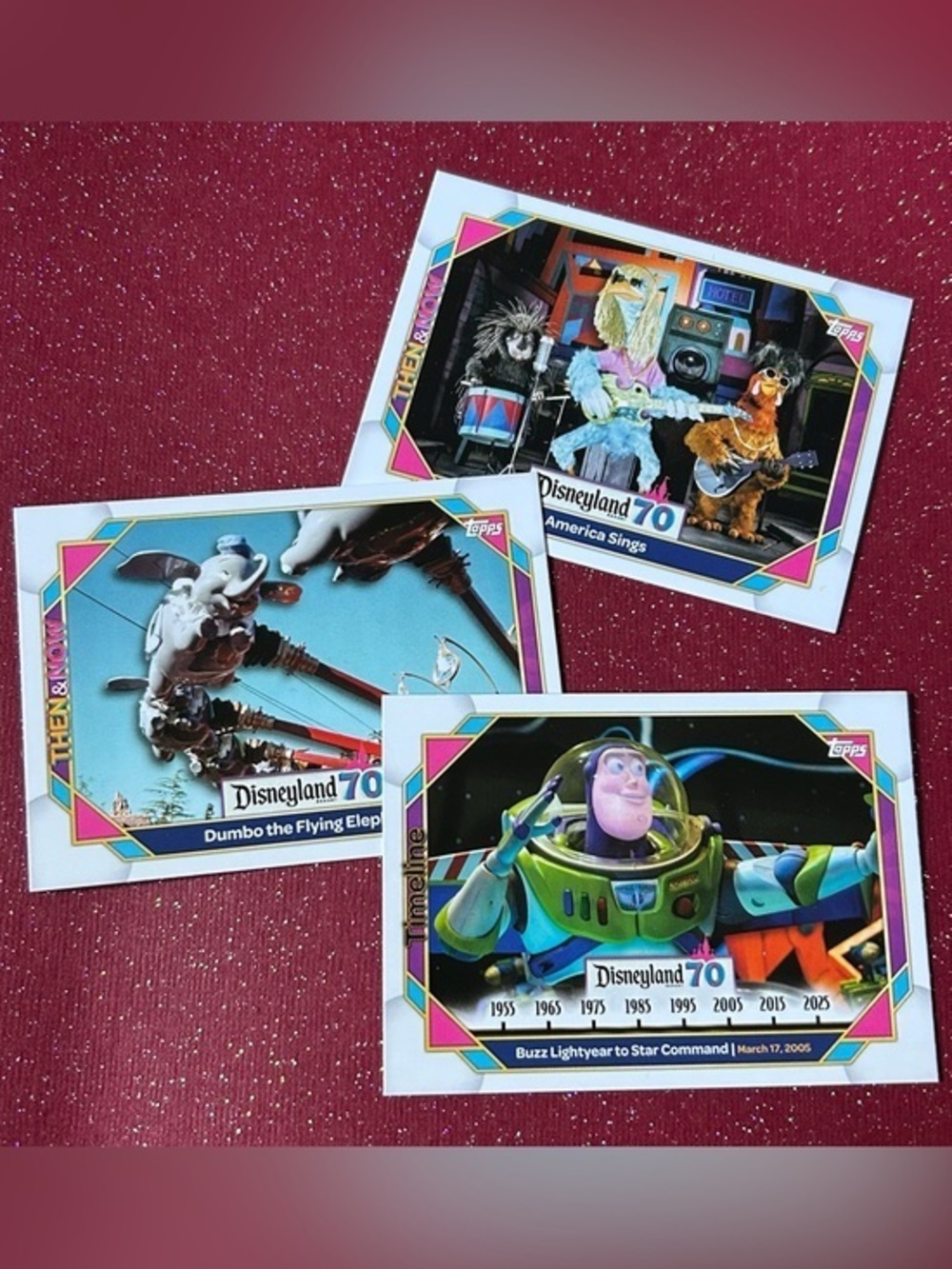 Topps Disneyland 70th Anniversary 3-Card Bundle